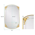 Miroir mural de courtoisie rectangulaire doré, cadre cintré