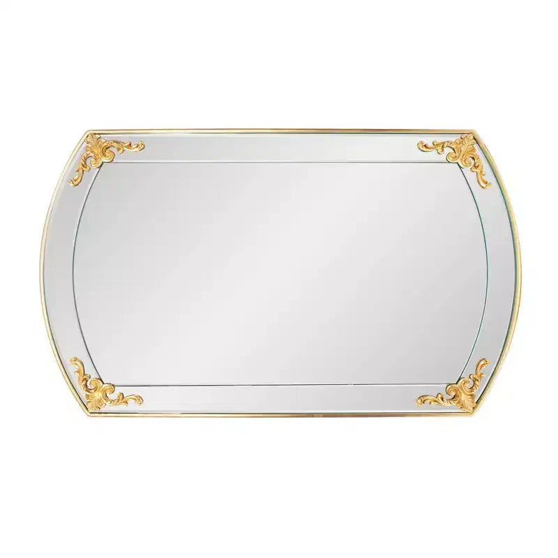 Miroir mural de courtoisie rectangulaire doré, cadre cintré