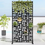 72 H35W Dovelina Black Metal Planter Box with Trellis Privacy Screen for Caf Patio,Garden & Balconies