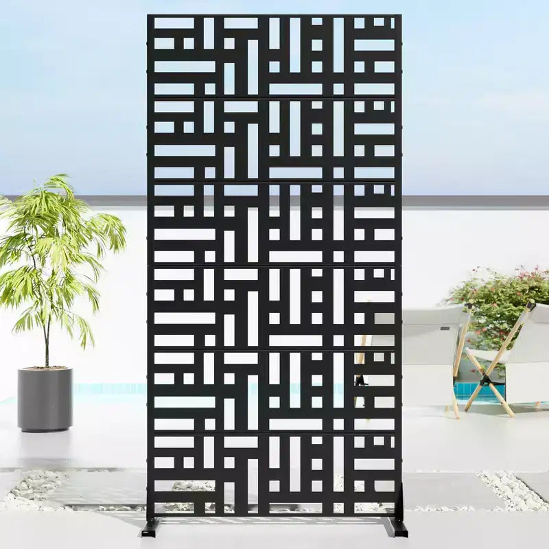 Jardinière en métal noir avec treillis et écran d'intimité pour café, patio, jardin et balcons