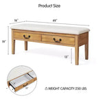 Banc de rangement capitonné avec pieds en bois massif et compartiments cachés