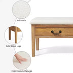 Banc de rangement capitonné avec pieds en bois massif et compartiments cachés