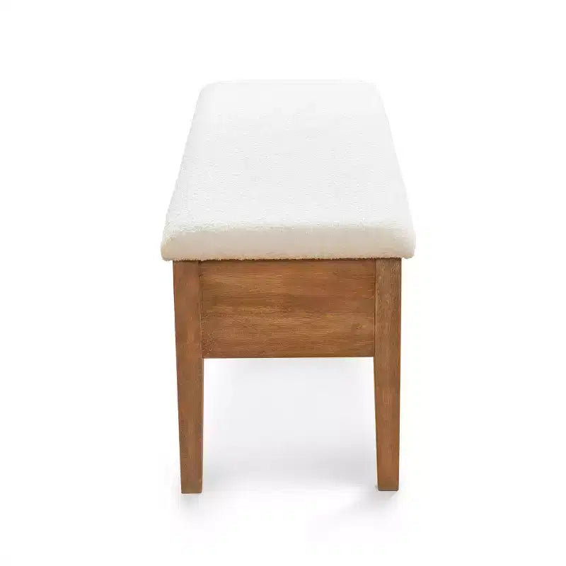 Banc de rangement capitonné avec pieds en bois massif et compartiments cachés