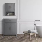 Meuble de rangement de salle de bain en bois avec tiroir, Gris