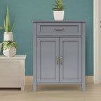 Meuble de rangement de salle de bain en bois avec tiroir, Gris