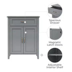 Meuble de rangement de salle de bain en bois avec tiroir, Gris