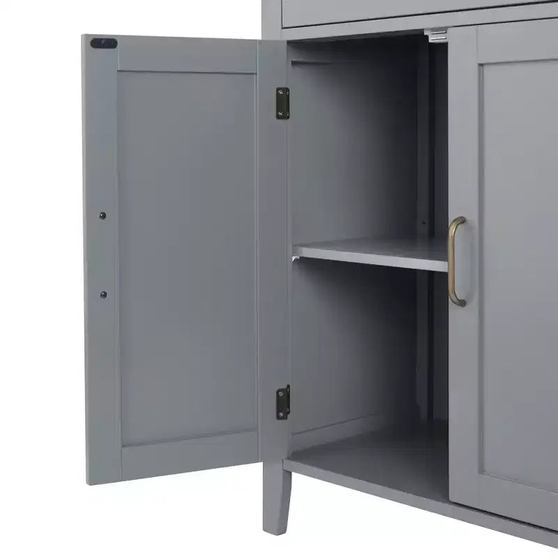 Meuble de rangement de salle de bain en bois avec tiroir, Gris