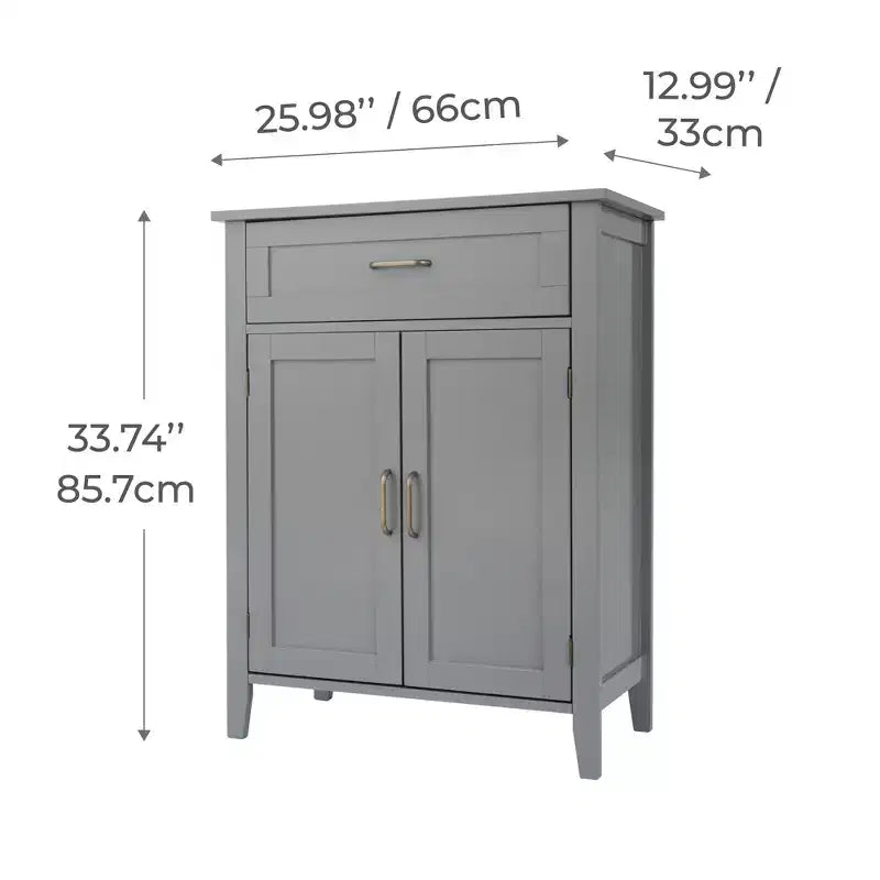 Meuble de rangement de salle de bain en bois avec tiroir, Gris