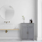 Meuble de rangement de salle de bain en bois avec tiroir, Gris