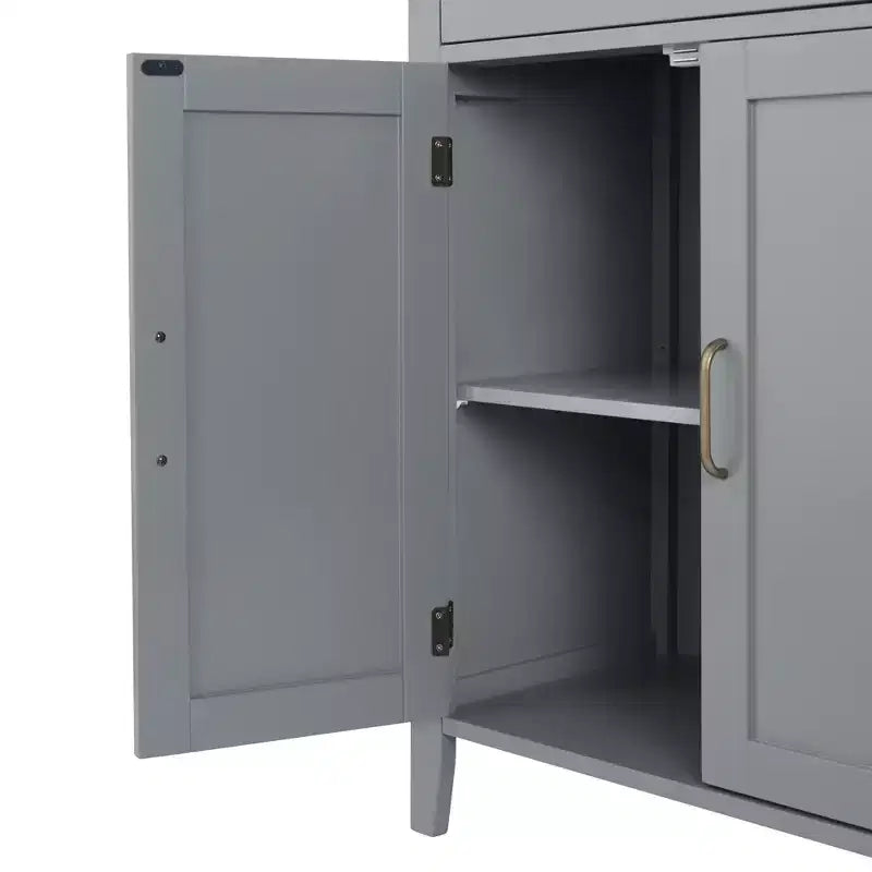 Meuble de rangement de salle de bain en bois avec tiroir, Gris