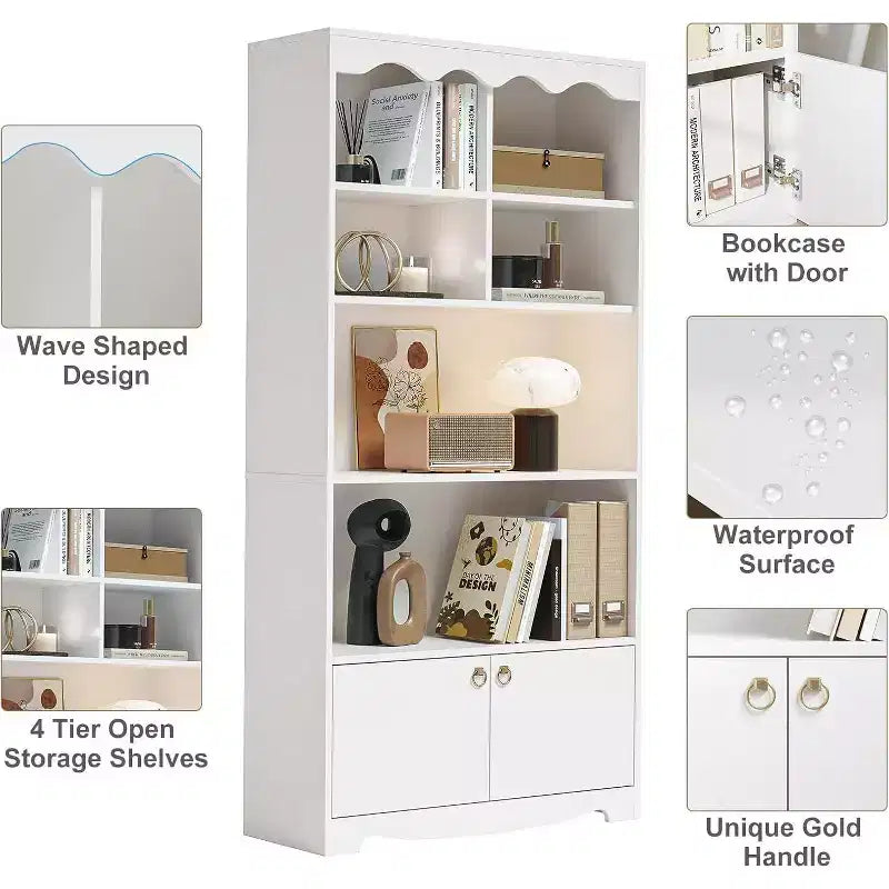Étagère en bois à 5 niveaux, armoire de rangement, bureau, salle d'étude, cuisine