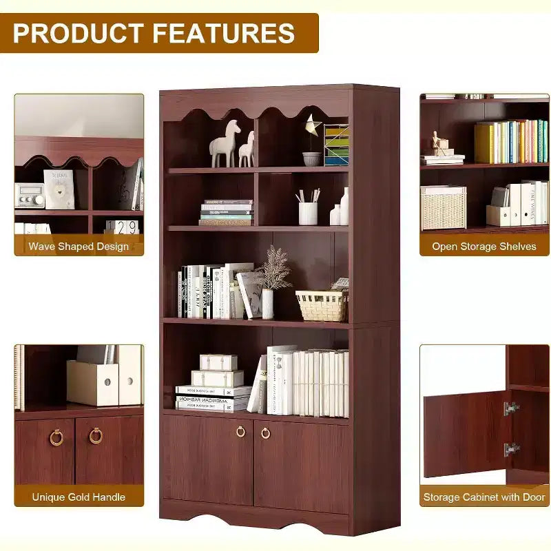 Étagère en bois à 5 niveaux, armoire de rangement, bureau, salle d'étude, cuisine