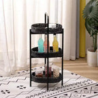 Table d'appoint à 3 niveaux en corde de papier tressée, panier de rangement ovale, étagères pour salon, cuisine, noir