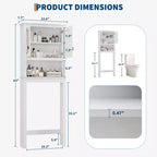 Meuble de rangement au-dessus des toilettes, Organisateur de salle de bain au-dessus des toilettes avec étagères réglables, Étagère WC autoportante peu encombrante pour salle de bain