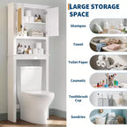 Meuble de rangement au-dessus des toilettes, Organisateur de salle de bain au-dessus des toilettes avec étagères réglables, Étagère WC autoportante peu encombrante pour salle de bain