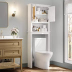 Meuble de rangement au-dessus des toilettes, Organisateur de salle de bain au-dessus des toilettes avec étagères réglables, Étagère WC autoportante peu encombrante pour salle de bain