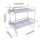 Organisateur de comptoir de salle de bain à 2 niveaux, étagère de rangement sans perçage au-dessus des toilettes avec porte-rouleau de papier toilette et crochets de suspension, organisateur de douche en métal antirouille