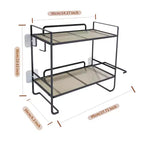 Organisateur de comptoir de salle de bain à 2 niveaux, étagère de rangement sans perçage au-dessus des toilettes avec porte-rouleau de papier toilette et crochets de suspension, organisateur de douche en métal antirouille