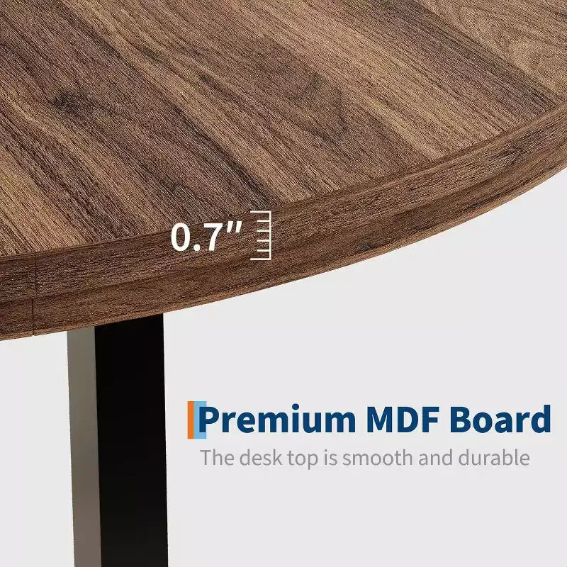 Table à Manger Ronde, Table de Salle à Manger Industrielle pour 4 à 6 Personnes, Table de Cuisine en Bois avec Cadre Métallique Robuste et Finition Rustique
