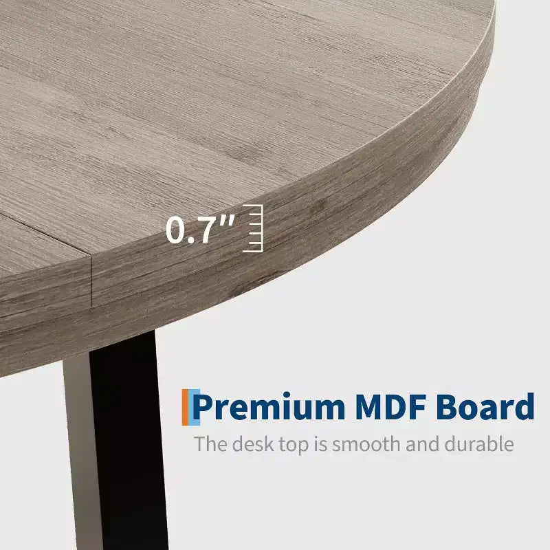 Table à Manger Ronde, Table de Salle à Manger Industrielle pour 4 à 6 Personnes, Table de Cuisine en Bois avec Cadre Métallique Robuste et Finition Rustique