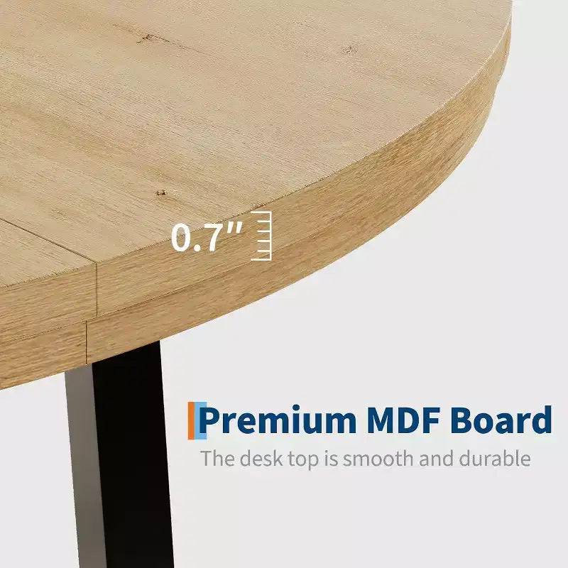 Table à Manger Ronde, Table de Salle à Manger Industrielle pour 4 à 6 Personnes, Table de Cuisine en Bois avec Cadre Métallique Robuste et Finition Rustique