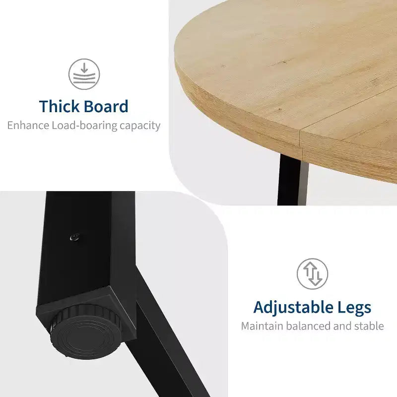 Table à Manger Ronde, Table de Salle à Manger Industrielle pour 4 à 6 Personnes, Table de Cuisine en Bois avec Cadre Métallique Robuste et Finition Rustique
