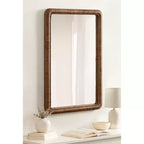 Miroir mural rectangulaire en rotin avec perles - Style bohème