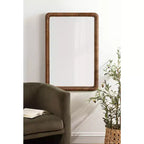 Miroir mural rectangulaire en rotin avec perles - Style bohème