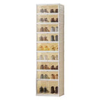 9 Tier Foldable Shoe Rack Organizer, Collapsible Shoe Storage Cabinet with Lids and Magnetic Clear Door , Shoes Storage Boxes for Hallway