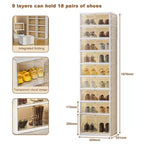 Meuble à chaussures pliable à 9 niveaux, armoire de rangement à chaussures pliable avec couvercles et porte transparente magnétique, boîtes de rangement pour chaussures pour couloir