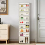 Meuble à chaussures pliable à 9 niveaux, armoire de rangement à chaussures pliable avec couvercles et porte transparente magnétique, boîtes de rangement pour chaussures pour couloir