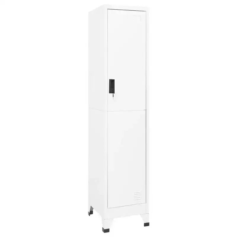 Armoire métallique haute, blanche, une porte avec étagère