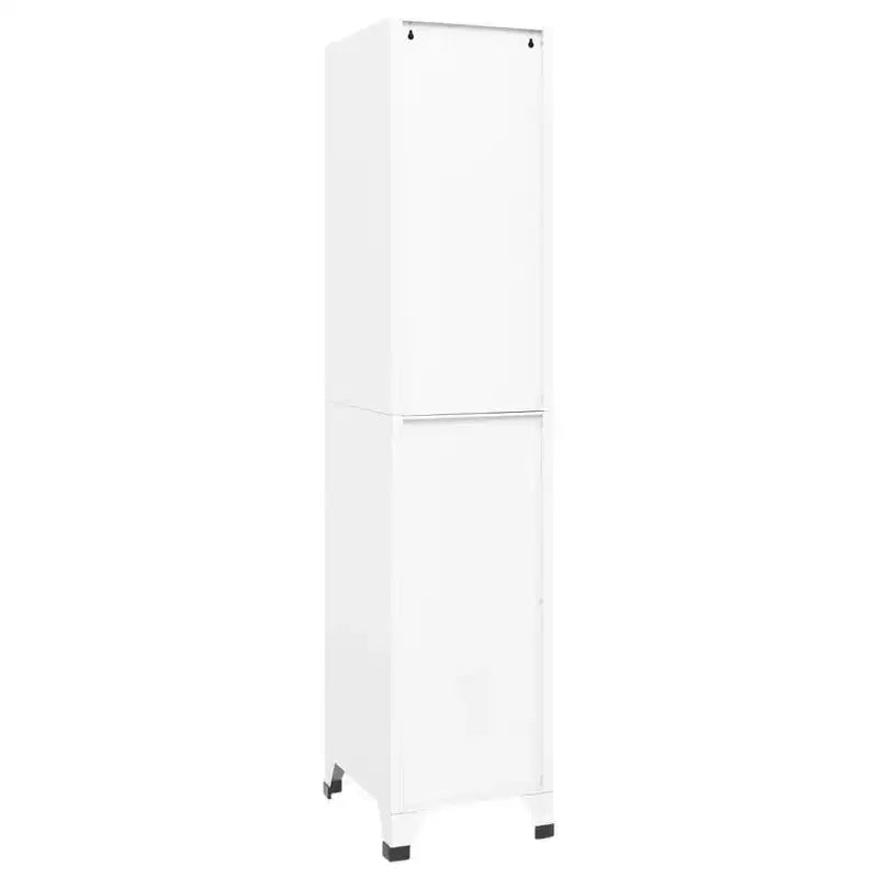 Armoire métallique haute, blanche, une porte avec étagère