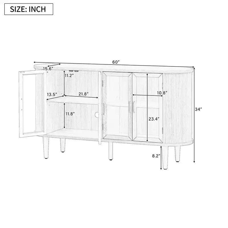 Bahut de Rangement avec Portes Vitrées et Étagères Réglables, Noir