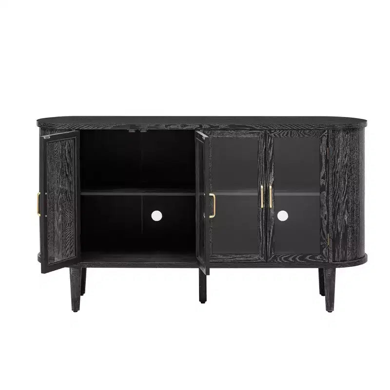 Bahut de Rangement avec Portes Vitrées et Étagères Réglables, Noir