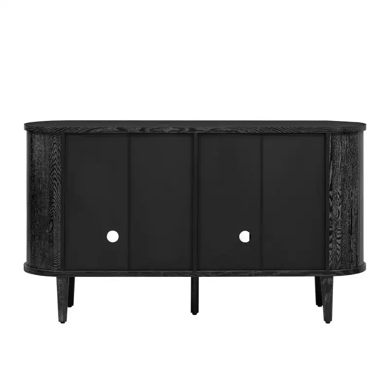 Bahut de Rangement avec Portes Vitrées et Étagères Réglables, Noir