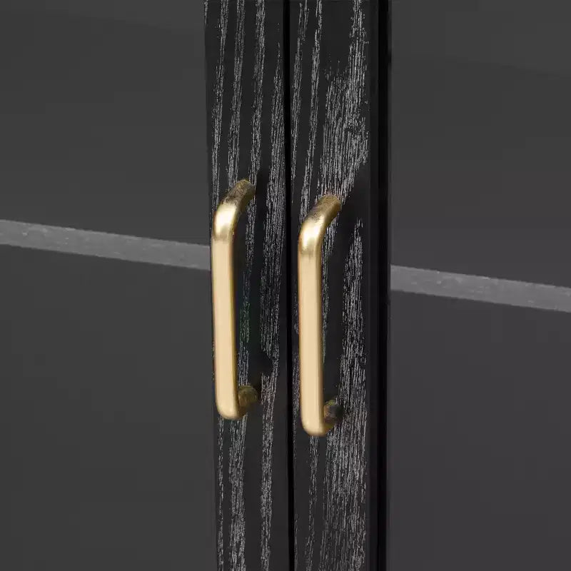 Bahut de Rangement avec Portes Vitrées et Étagères Réglables, Noir