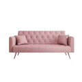 Canapé convertible deux places en velours pour salon ou chambre à coucher, rose