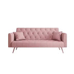 Canapé convertible deux places en velours pour salon ou chambre à coucher, rose