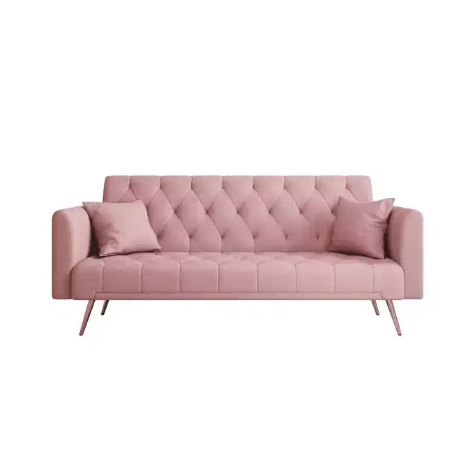 Canapé convertible deux places en velours pour salon ou chambre à coucher, rose