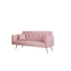 Canapé convertible deux places en velours pour salon ou chambre à coucher, rose