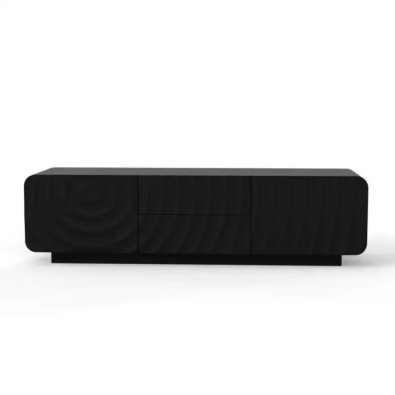 Meuble TV avec armoire de rangement, meuble TV design vague spirale avec 2 tiroirs