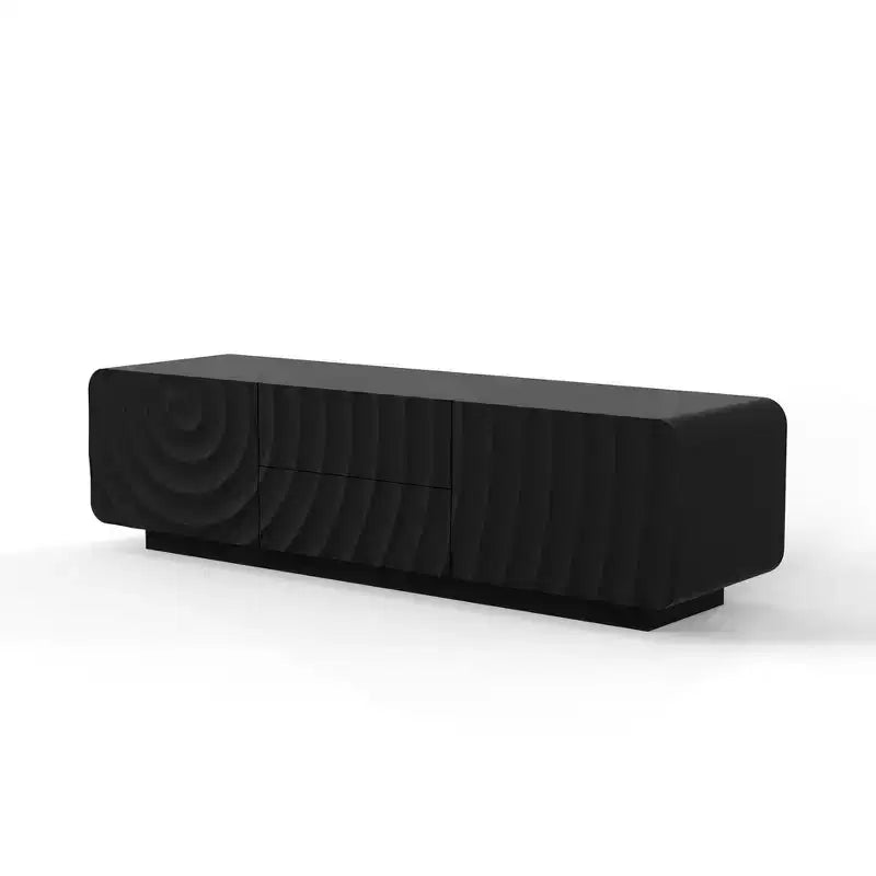 Meuble TV avec armoire de rangement, meuble TV design vague spirale avec 2 tiroirs