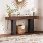 Console de canapé extra longue avec prise de courant, ports USB et Type-C, table d'entrée étroite et fine pour couloir, derrière le canapé ou le salon