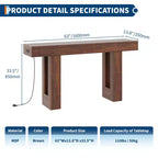Console de canapé extra longue avec prise de courant, ports USB et Type-C, table d'entrée étroite et fine pour couloir, derrière le canapé ou le salon