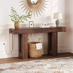 Console de canapé extra longue avec prise de courant, ports USB et Type-C, table d'entrée étroite et fine pour couloir, derrière le canapé ou le salon