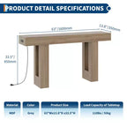 Console de canapé extra longue avec prise de courant, ports USB et Type-C, table d'entrée étroite et fine pour couloir, derrière le canapé ou le salon