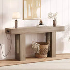 Console de canapé extra longue avec prise de courant, ports USB et Type-C, table d'entrée étroite et fine pour couloir, derrière le canapé ou le salon