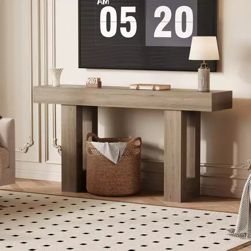 Console de canapé extra longue avec prise de courant, ports USB et Type-C, table d'entrée étroite et fine pour couloir, derrière le canapé ou le salon