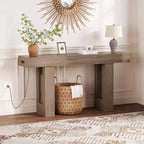 Console de canapé extra longue avec prise de courant, ports USB et Type-C, table d'entrée étroite et fine pour couloir, derrière le canapé ou le salon